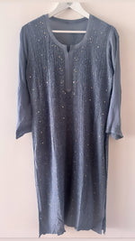 Load image into Gallery viewer, Grey Premium Chikankari Georgette Kurta
