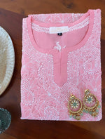 Load image into Gallery viewer, Pink Front Jaal Chikankari Kurta
