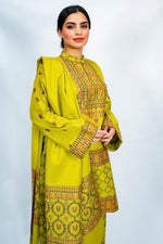 Load image into Gallery viewer, Green winter kanni suit - Knee length shirt with kanni weave pants
