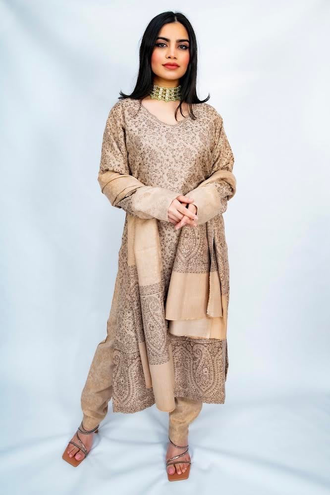 Beige winter kanni suit